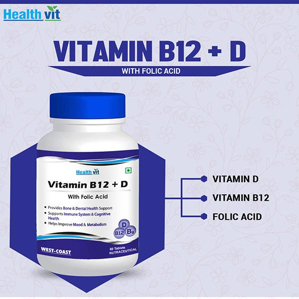 Healthvit Vitamin B12 + D with Folic Acid - Tablets 60's - Multi-Vitamins