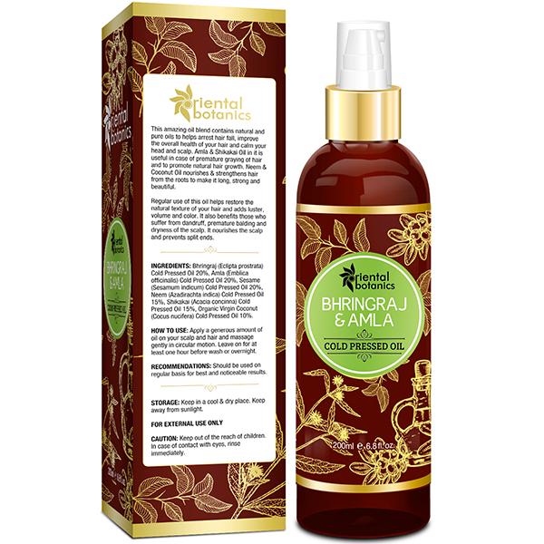Oriental Botanics Bhringraj & Amla Cold pressed Oil 200 ml - Massage Oils