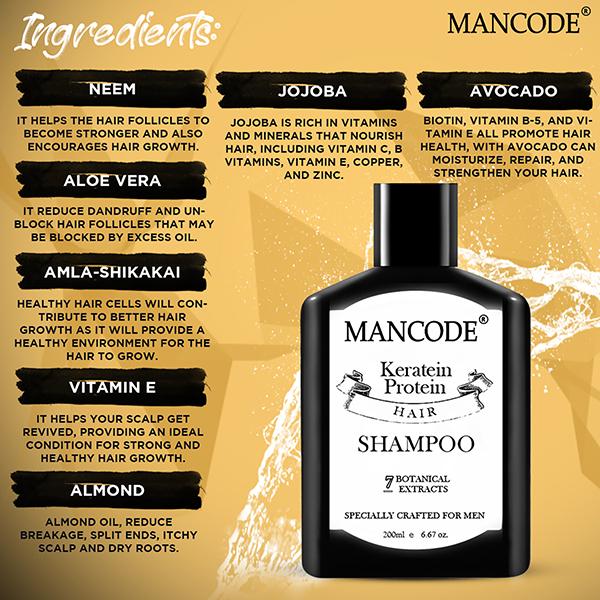Mancode Keratin Shampoo 200 ml - Shampoos