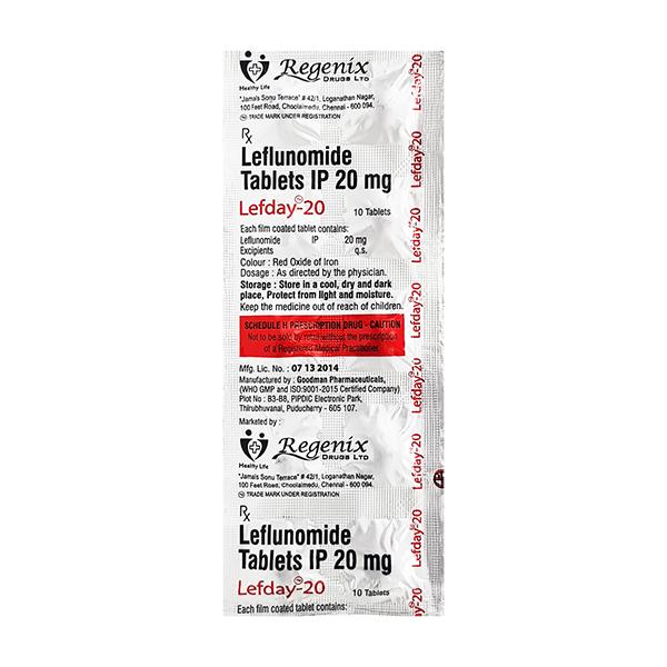 LEFDAY 20 Tablet 10's - Rheumatoid Arthritis-Dis