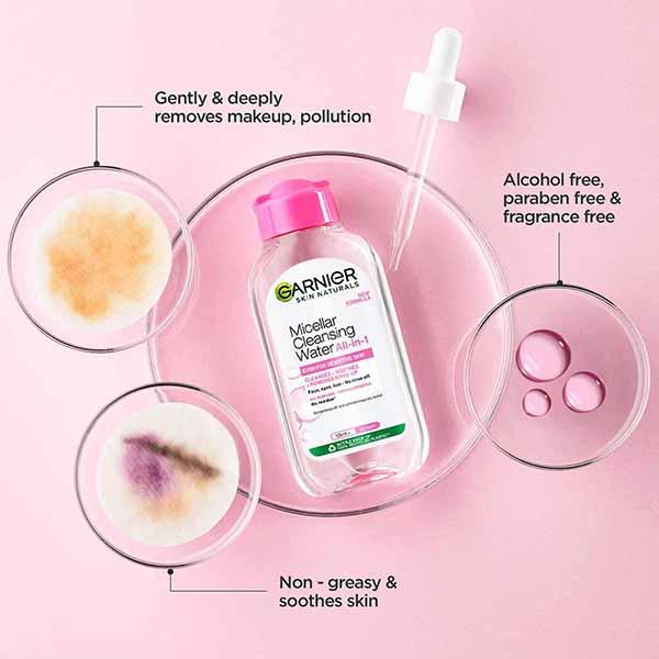 Garnier Skin Naturals, New Formula Micellar Cleansing Water All-In-1 Even For Sensitive Skin 125ml - Make Up Removers
