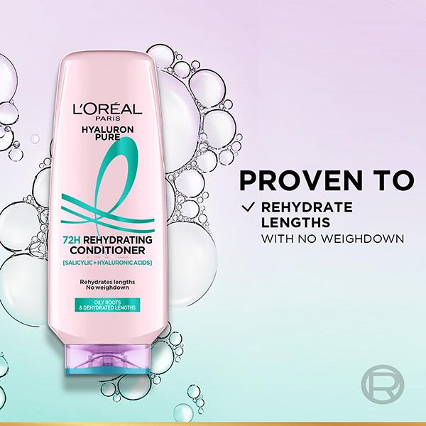 L'Oreal Paris Hyaluron Pure 72H Rehydrating Conditioner for Smooth Tangle-Free Hair 340 ml - Conditioners