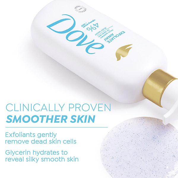 Dove 4% Refining Serum + AHA Exfoliate Away Serum Body Wash, 300 ml - Shower Gels & Body Wash
