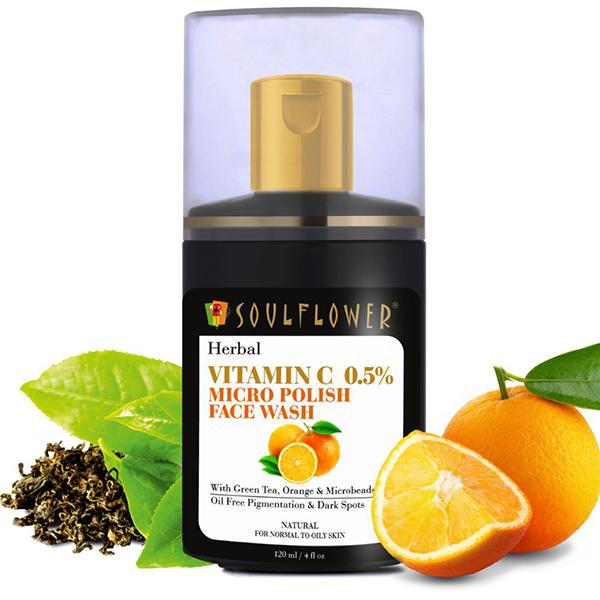 Soulflower Herbal Vitamin C Micro Polish Face Wash 120 ml - Face Wash & Cleansers