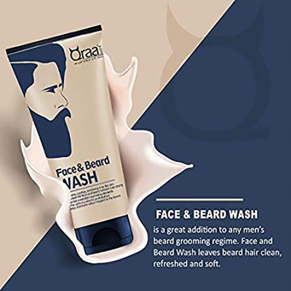 Qraa Men Gold Face And Beard Oil 30ml + Face and Beard Wash 100gm + De-Tan Pack For Men 1's - Face Washes