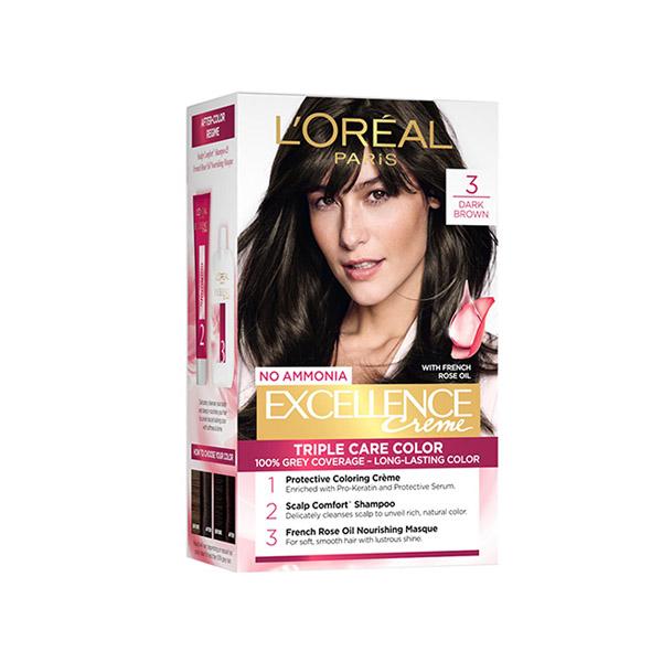 Netmeds | L'Oreal Paris Excellence Creme Triple Care Color, 3 Dark Brown100gm+72ml 1's