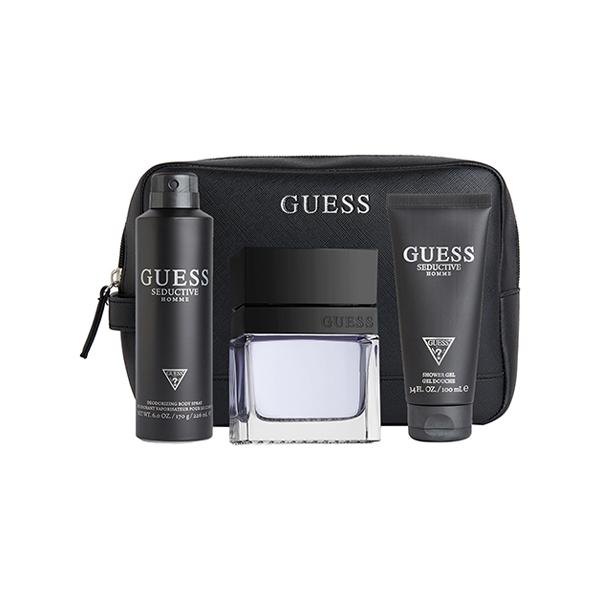 Guess Seductive Homme Gift Set (Eau de Toilette 100ml + Shower Gel 100ml + Body Spray 170g + Pouch) 1's - Men Perfumes (Edt/Edp)