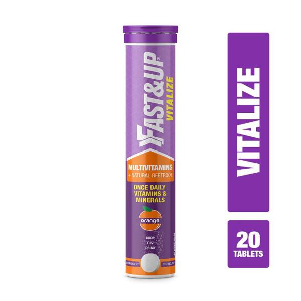 Netmeds | Fast&Up Vitalize Multivitamins Beetroot Effervescent Tablet - Orange Flavour 20's