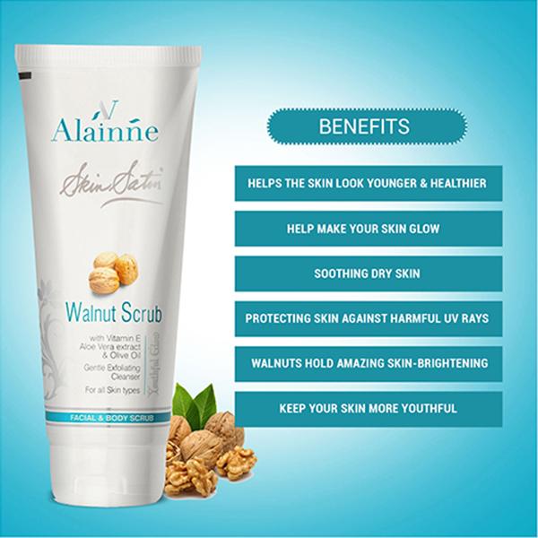 Alainne Skin Satin Walnut Face and Body Scrub 200 gm - Scrubs & Exfoliants