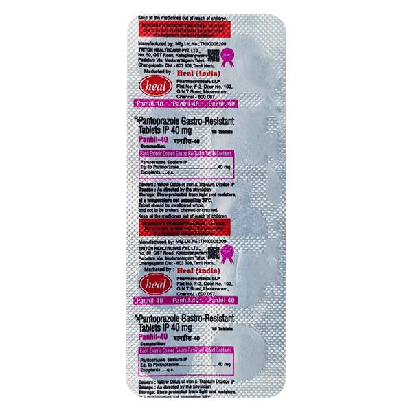 Panhil 40mg Tablet 10'S - Ulcer/Reflux/Flatulence-Aaa