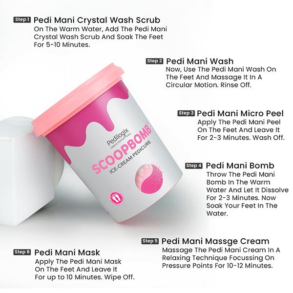 O3+ Pedilogix Scoop Bomb Pedicure with Bath Bomb for Soft & Moisturised Feet -100g+10ml 110 g - Scrubs & Exfoliants