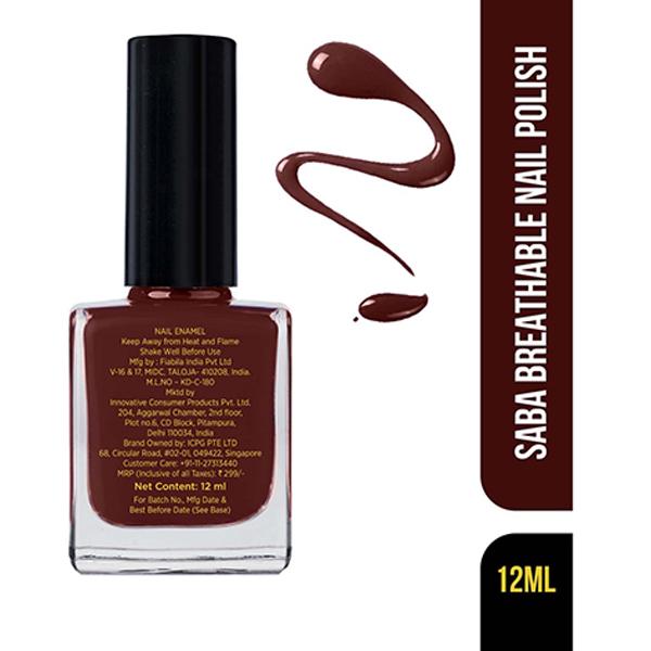 Saba Breathable Long Stay Nail Paint Enriched with Argan Oil Mahogany 12 ml - Nail Polish