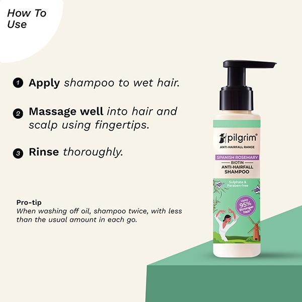 Pilgrim Spanish Rosemary & Biotin Anti-Hairfall Shampoo for Reducing Hair Loss & Breakage 200 ml - Shampoos