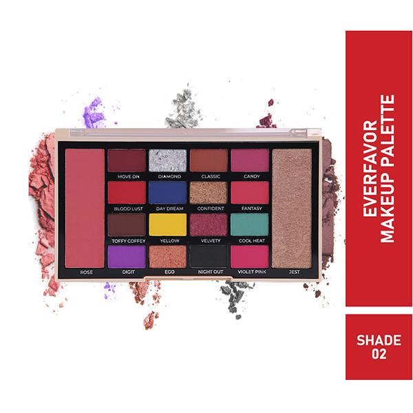Matt Look 18 Shades Everfavor Makeup Palette Eyeshadow Highlighter Blush - 02 18.5 gm - Face Palettes