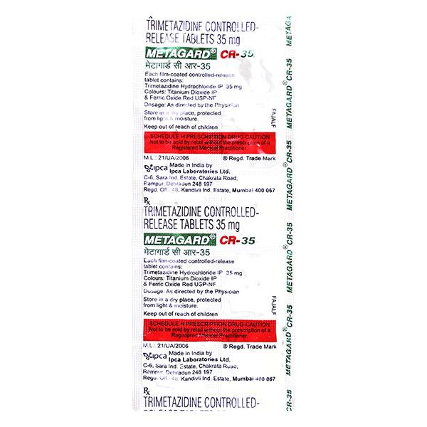 Metagard CR 35mg Tablet 10'S - Angina