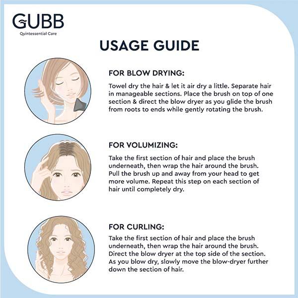 GUBB Round Hair Brush With Pin - Elite Range 140 gm - Hair Brushes