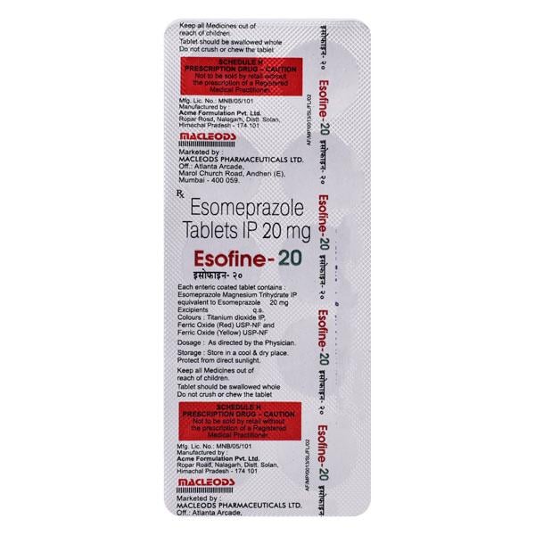 Netmeds | Esofine 20mg Tablet 10'S