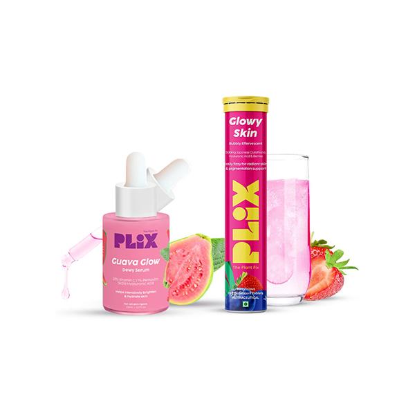 Netmeds | Plix The Plant Fix Glutathione 15 Effervescent Tablets And Guava Serum Combo For Unisex 20 ml