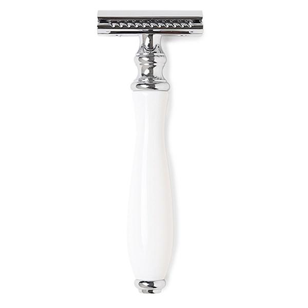 Truefitt and Hill Faux Porcelain Double Edge Safety Razor Chrome Wellington Luxury Essential Grooming Collection For Men 1's - Razors & Cartridges