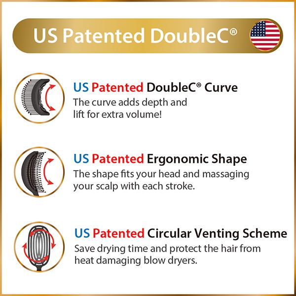 NuWay 4HAIR U.S. Patented Detangler Hair Brush for Men & Women - Sky Blue - Detangling DoubleC 1s 1's - Hair Brushes