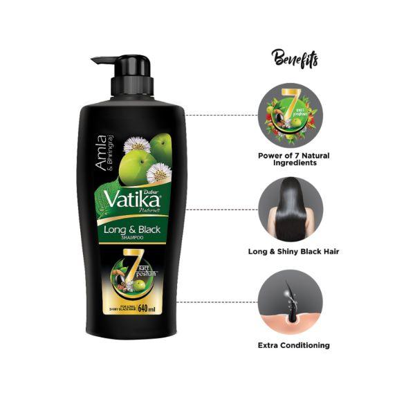 Dabur Vatika Amla & Bhringraj Long and Black Shampoo 640ml - Shampoos