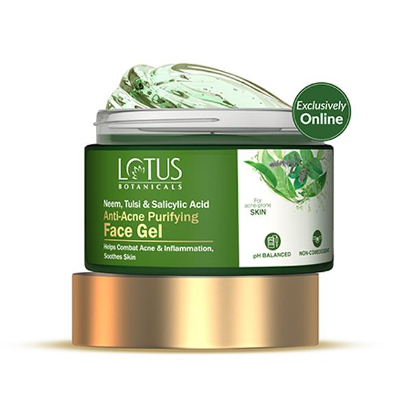 Lotus Botanicals Neem, Tulsi, Salicylic Acid Anti-Acne Purifying Face Gel, For Acne Prone Skin 50 gm - Face Moisturizers