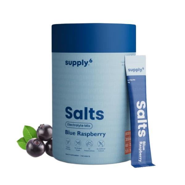 Supply6 Salts Electrolyte Mix Blue Raspberry Flavoured (Pack of 18 x 4 gm)