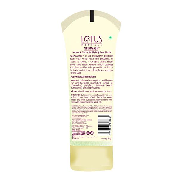 Lotus Herbals Neemwash Neem & Clove Ultra-Purifying Face Wash With Active Neem Slices 80 Gm - Face Wash & Cleansers