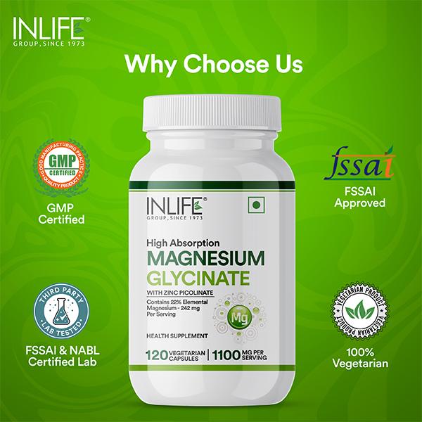Inlife Magnesium Glycinate 1100 mg Veg Capsule 120's - Calcium And Minerals