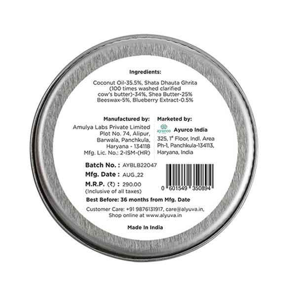 Alyuva Ghee Enriched Natural Blueberry Lip Balm, for all ages 7 gm - Lip Balms