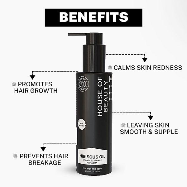 House of Beauty Hibiscus Oil For Hairfall, Soft Skin, Aids Psoriasis For Body & Hair 200ml - Hair Oils