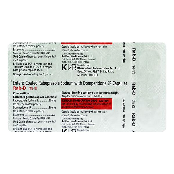 RAB D Capsule 10'S - Ulcer/Reflux/Flatulence-Aaa
