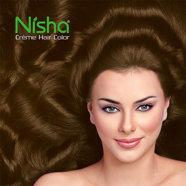 Nisha Creme Hair Color - 5.0 Light Brown 60 gm - Crème