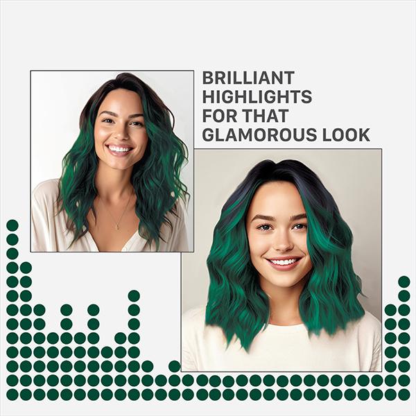 Streax Ultralights Hair Colour Highlight Kit, Green Hair Colour, Forest Green, 1's - Crème