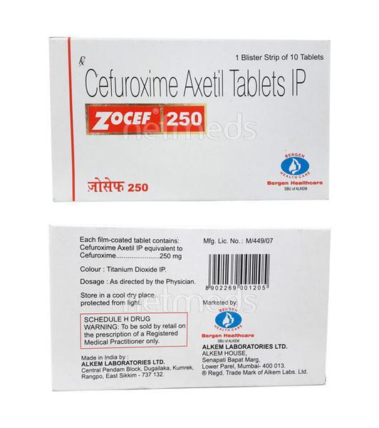 Zocef 250mg Tablet 10'S - Bacterial Infections-Cep