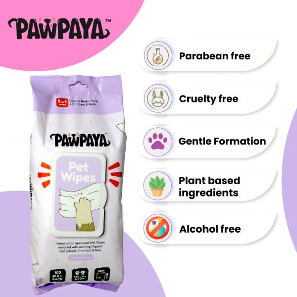 Netmeds | Pawpaya Pet Wipes Pull Pack 20 x 18 cm 100's