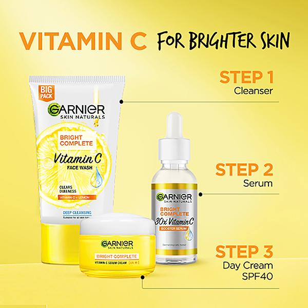 Garnier Bright Complete VITAMIN C + Lemon Deep Cleasing Facewash 150gm - Face Washes