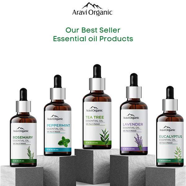 Netmeds | Aravi Organic Tea Tree Lavender and Roseamary Essential Oil Combo 45ml 3's