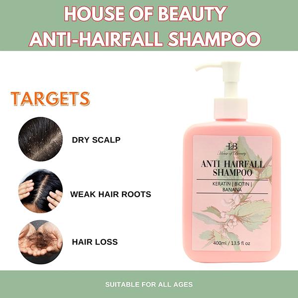 House of Beauty Anti-Hair Fall Shampoo For Regrowth, Follicles Strengthening with Biotin 400ml - Shampoos