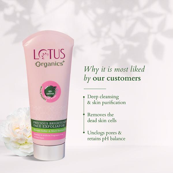 Lotus Organics Precious Brightening Face Exfoliator 100 gm - Scrubs & Exfoliants