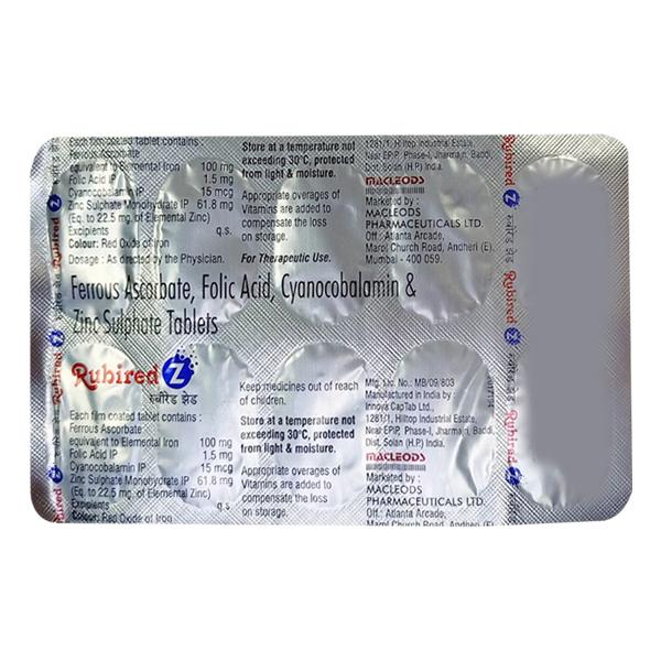 RUBIRED Z Tablet 10's - Iron Supplement/Anaemia-Vma