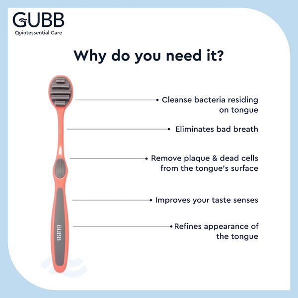 GUBB T+ Tongue Cleaner - Pink 25 gm - Floss & Tongue Cleaners