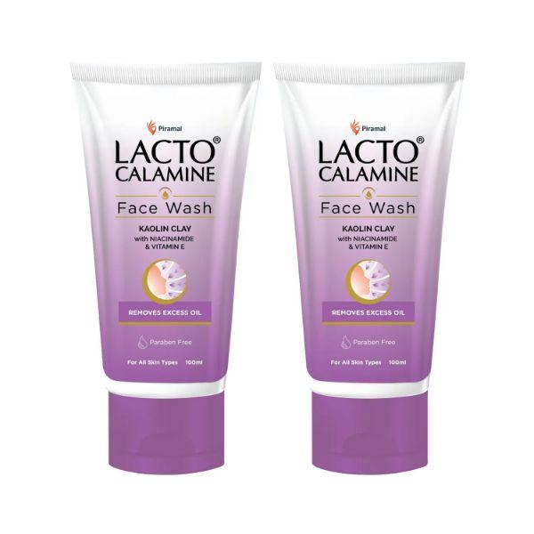 Lacto Calamine Daily Facewash with Kaolin Clay, Niacinamide and Vitamin E for Oily Skin 100ml 2's - Face Wash & Cleansers