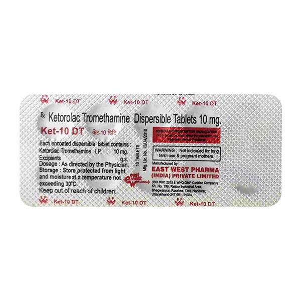 KET DT 10mg Tablet 10'S - Pain relief-Nsa