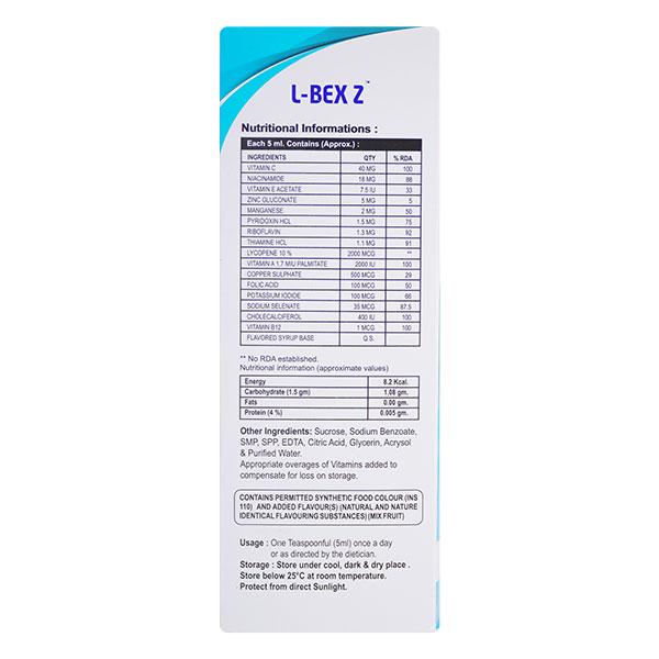 L Bex Z Mix Fruit Flavour Syrup 200ml - Supplements-Vam