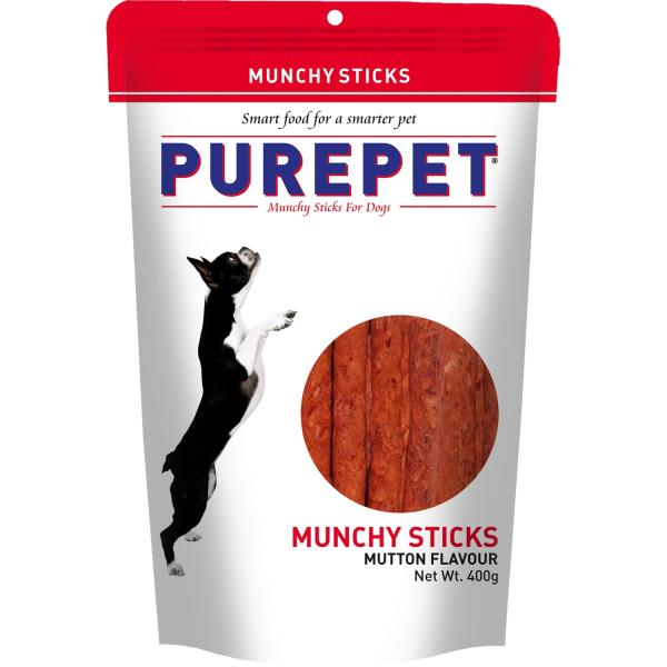 Netmeds | Purepet Munchy Sticks, Mutton Flavour, Dog Treats 400 g