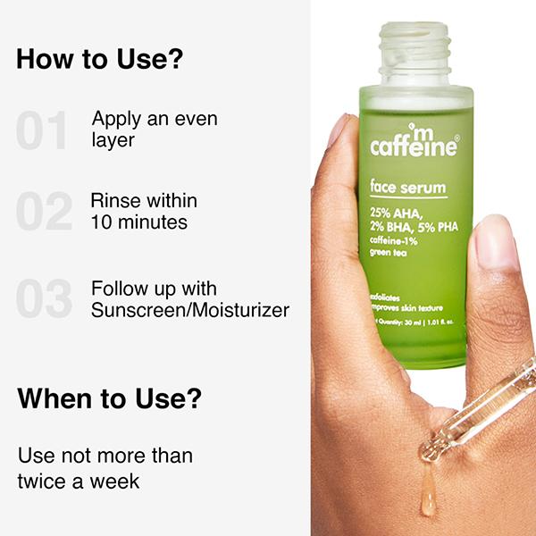 Mcaffeine Green Tea Face Serum With 25% Aha, 2% Bha, 5% Pha 30 ml - Face Serum