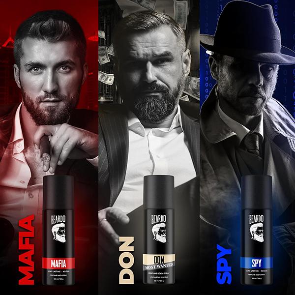 Beardo Spy 120ml, Mafia 120ml and Don Most Wanted 120ml Perfume Body Spray Combo for Men 1's - Men Deodorants/Roll-Ons
