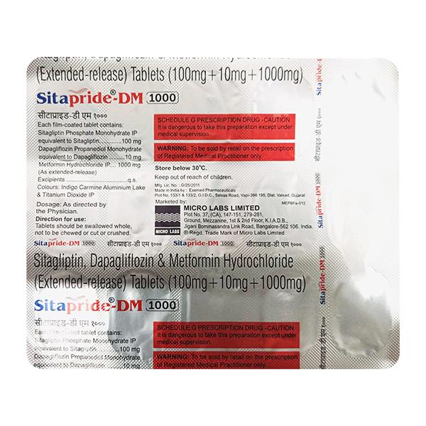 SITAPRIDE DM 1000 Tablet 15's - Diabetes-Ant