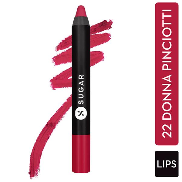 Netmeds | SUGAR Cosmetics Matte As Hell Crayon Lipstick - 22 Donna Pinciotti (Magenta Pink) 2.8 gm